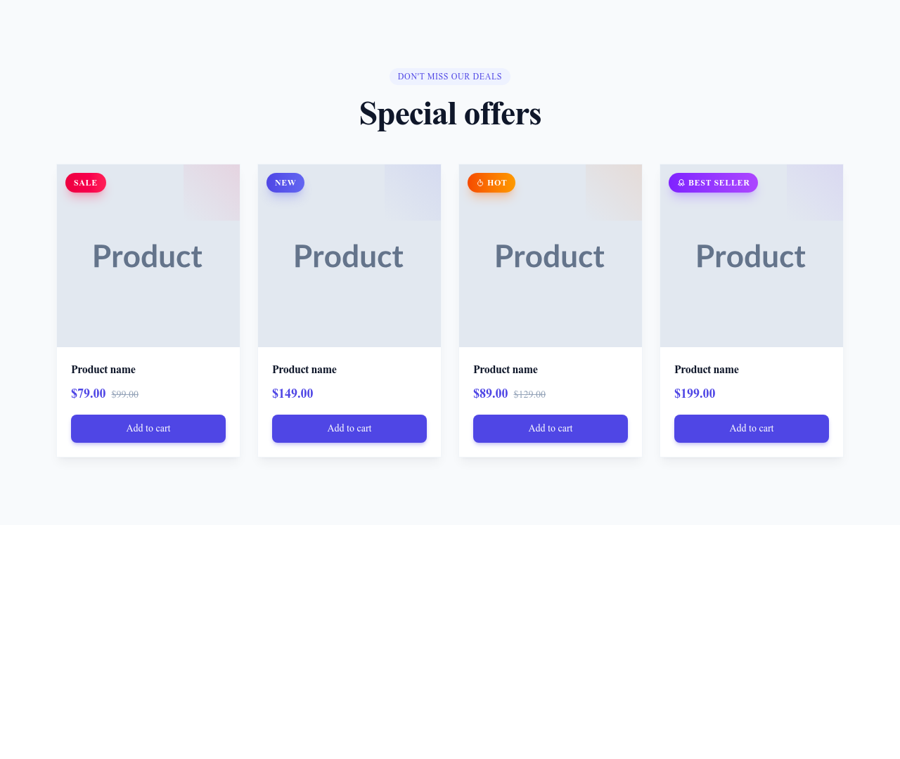 Screenshot of Product Cards with Badge template
