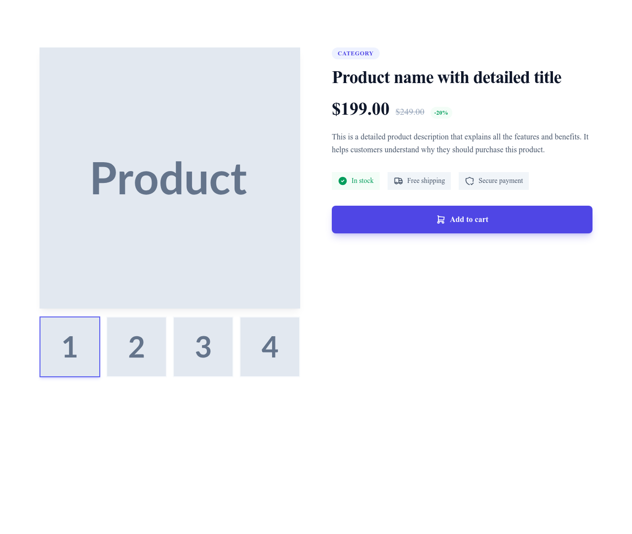 Screenshot of Product Detail template