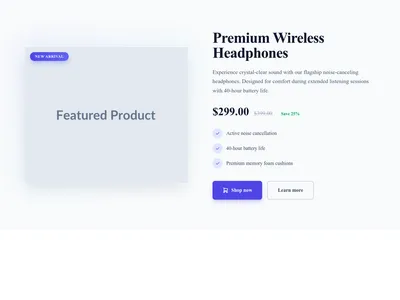 Screenshot of Product Featured template