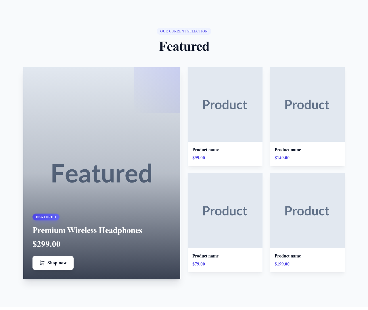 Screenshot of Product Grid Featured template