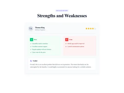 Screenshot of Reviews Pros Cons template