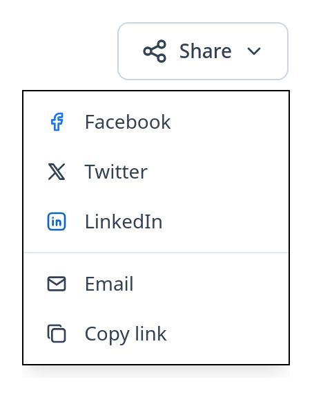 Screenshot of Share Dropdown template