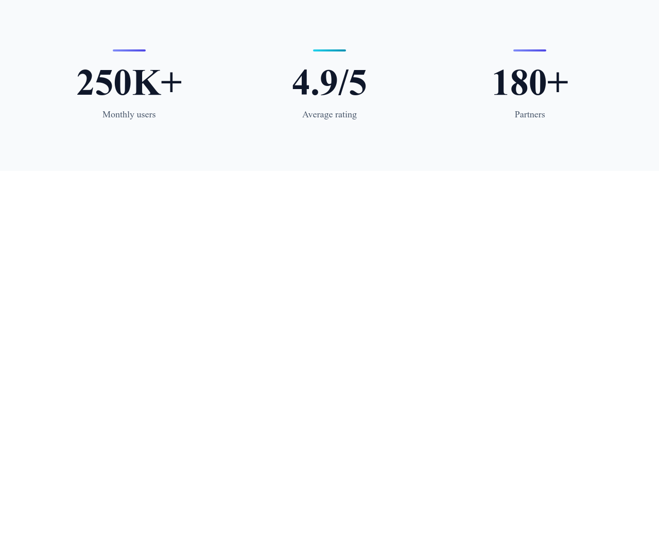 Screenshot of Stats Grid 3 Columns template