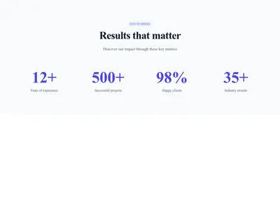 Screenshot of Stats Section Centered template