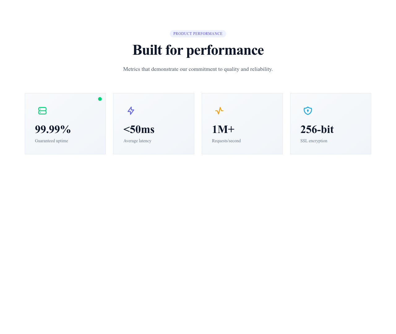 Screenshot of Stats Section Product template