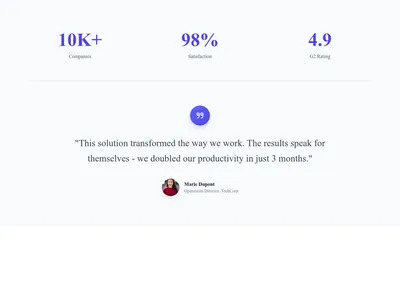 Screenshot of Stats Section Testimonial template