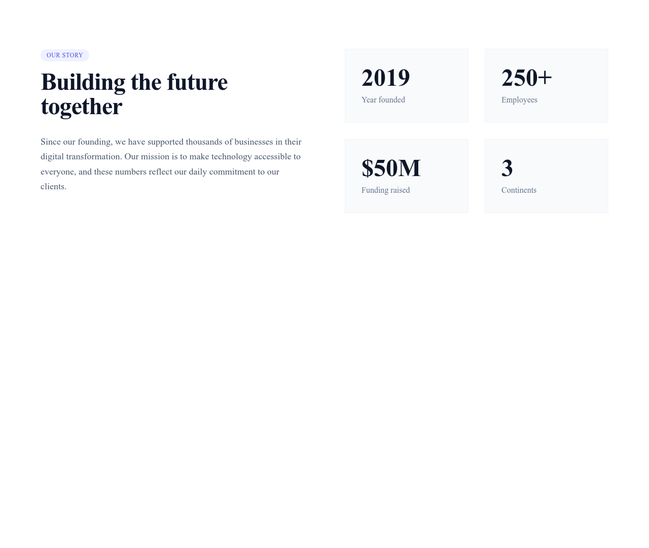 Screenshot of Stats Section With Text template