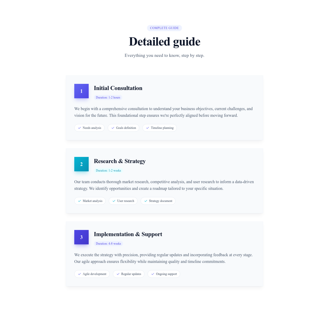 Screenshot of Steps Vertical Detailed template