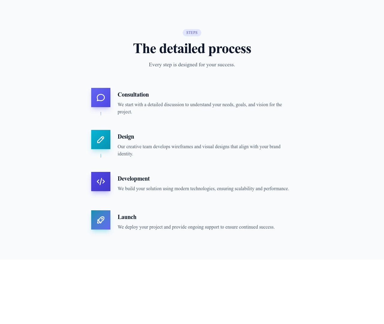 Screenshot of Steps Vertical Icons template