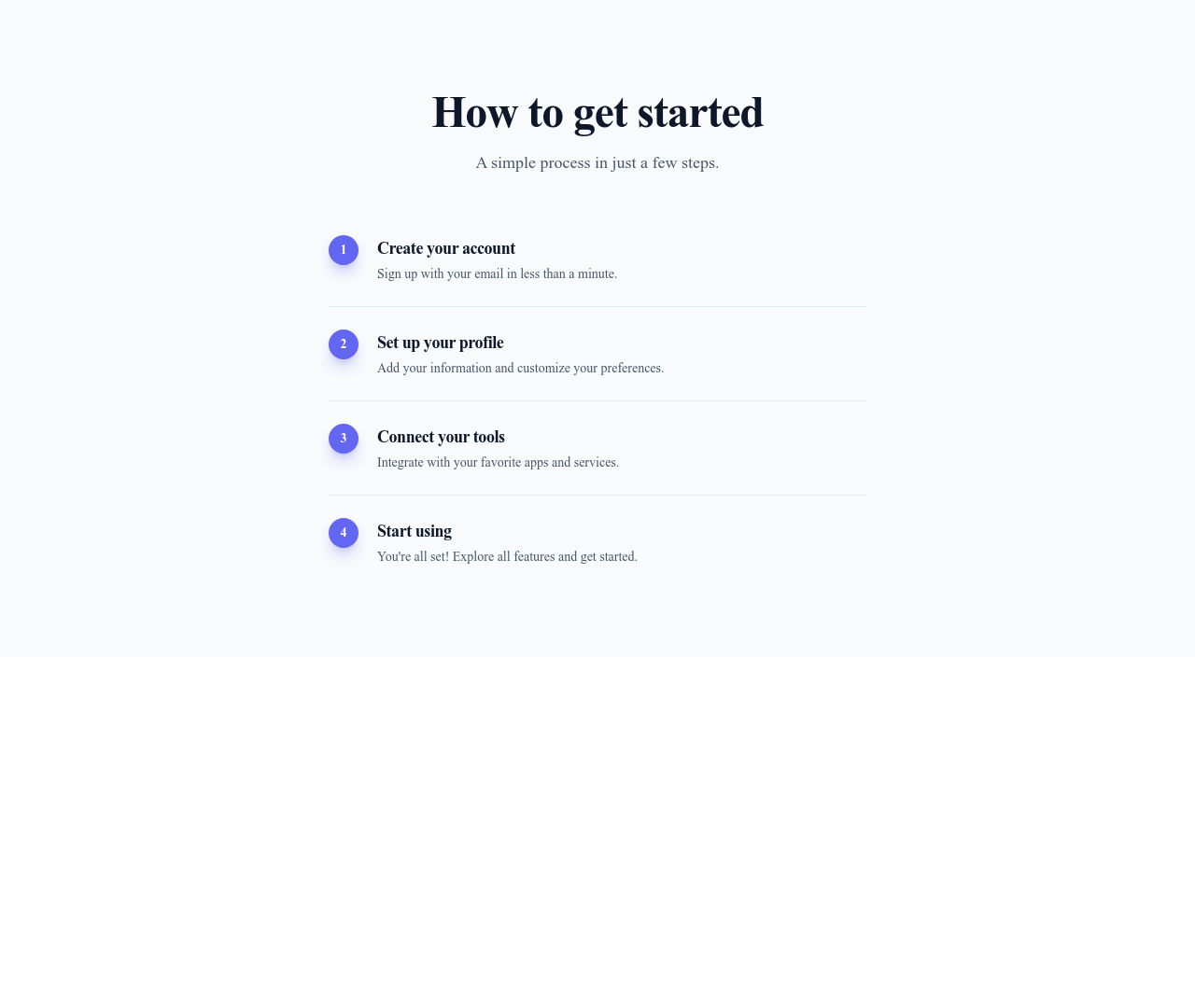 Screenshot of Steps Vertical Simple template