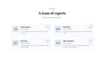 Screenshot of Team Card Expandable template