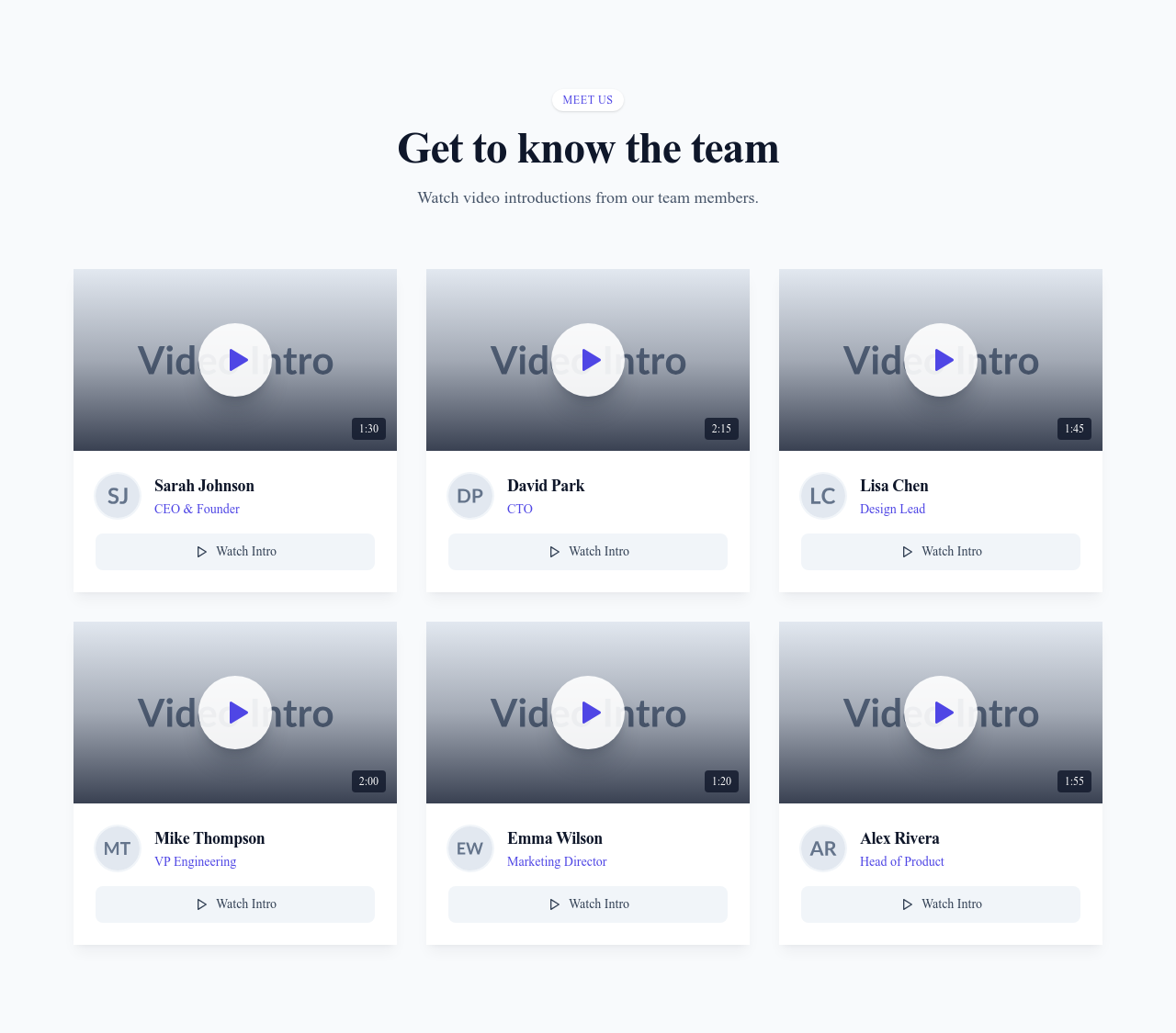 Screenshot of Team Card Video Intro template
