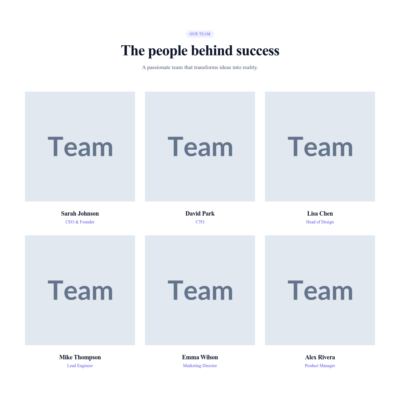 Screenshot of Team Grid 3 Columns template