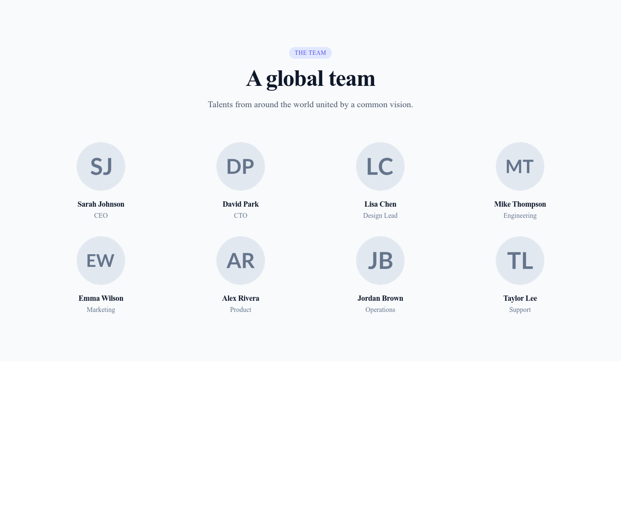 Screenshot of Team Grid 4 Columns template