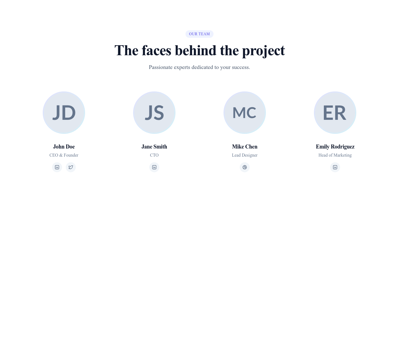 Screenshot of Team Grid template