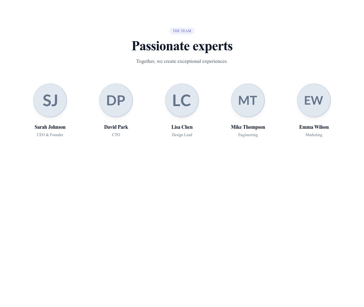 Screenshot of Team Grid Circular Photos template