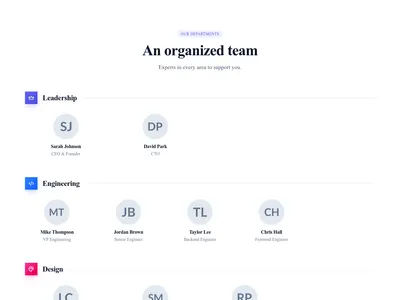 Screenshot of Team Grid Department template