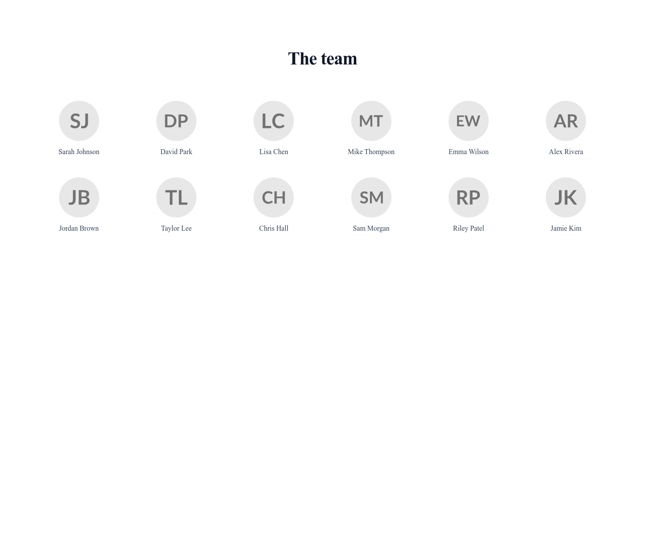 Screenshot of Team Grid Minimal template