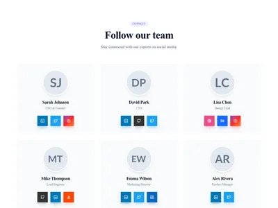 Screenshot of Team Grid Social Prominent template