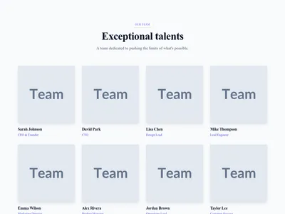 Screenshot of Team Grid Square Photos template
