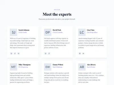 Screenshot of Team Grid With Bio template