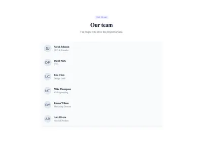 Screenshot of Team List Compact template