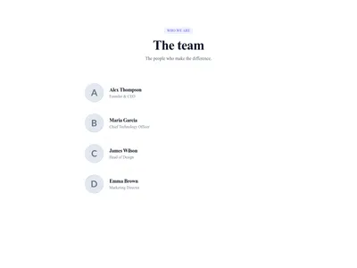 Screenshot of Team Simple template