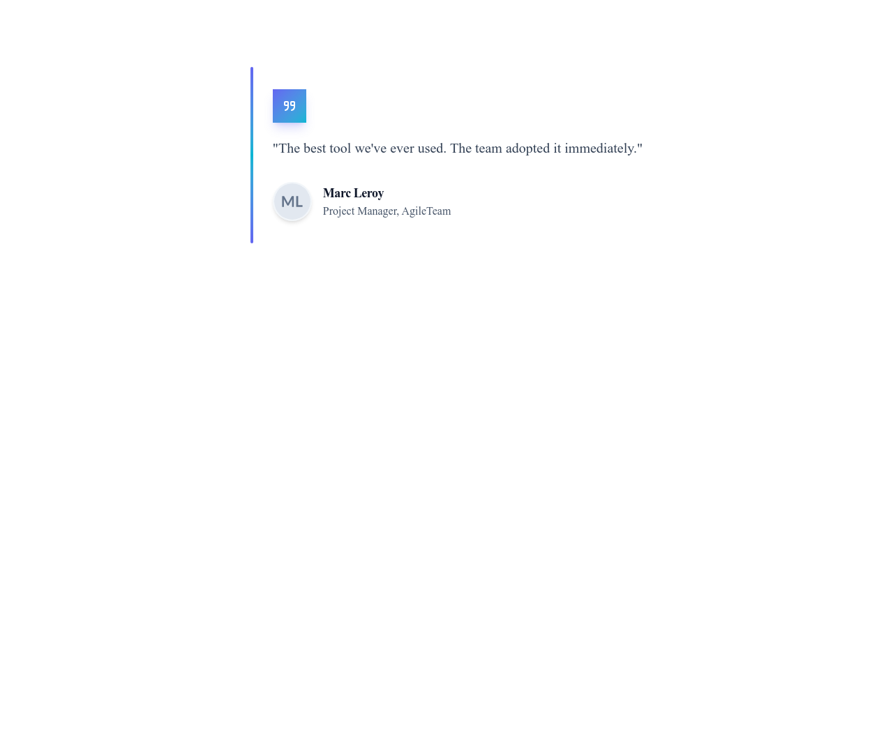 Screenshot of Testimonial Card Bordered template