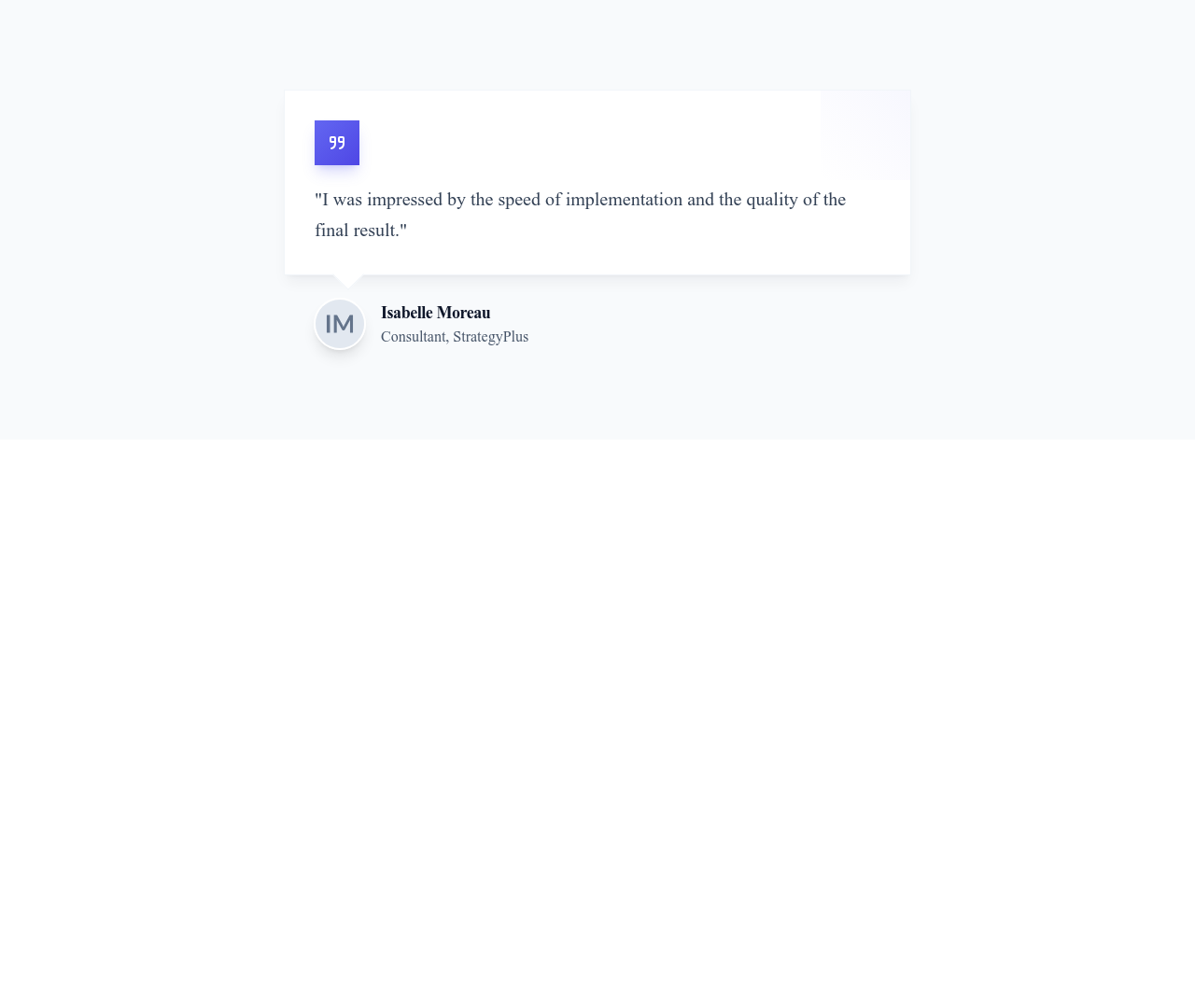 Screenshot of Testimonial Card Bubble template