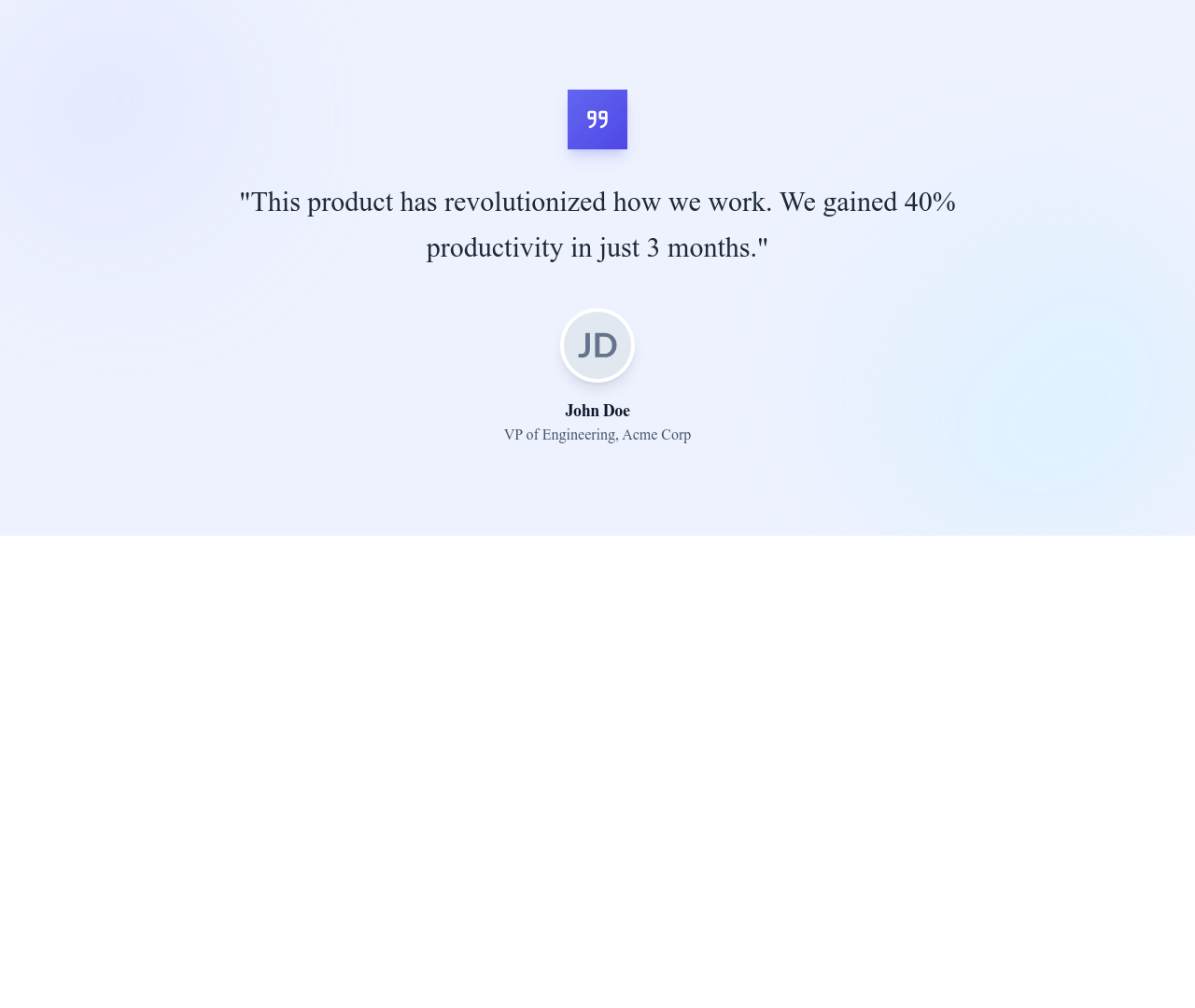 Screenshot of Testimonial Card Centered template