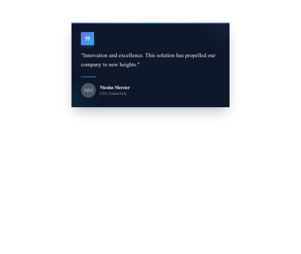 Screenshot of Testimonial Card Dark template