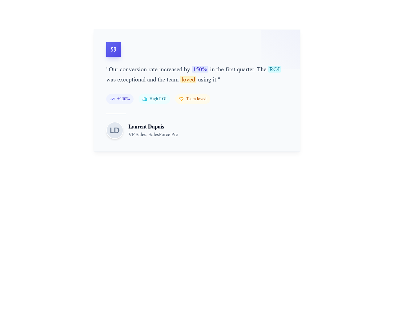 Screenshot of Testimonial Card Highlight template
