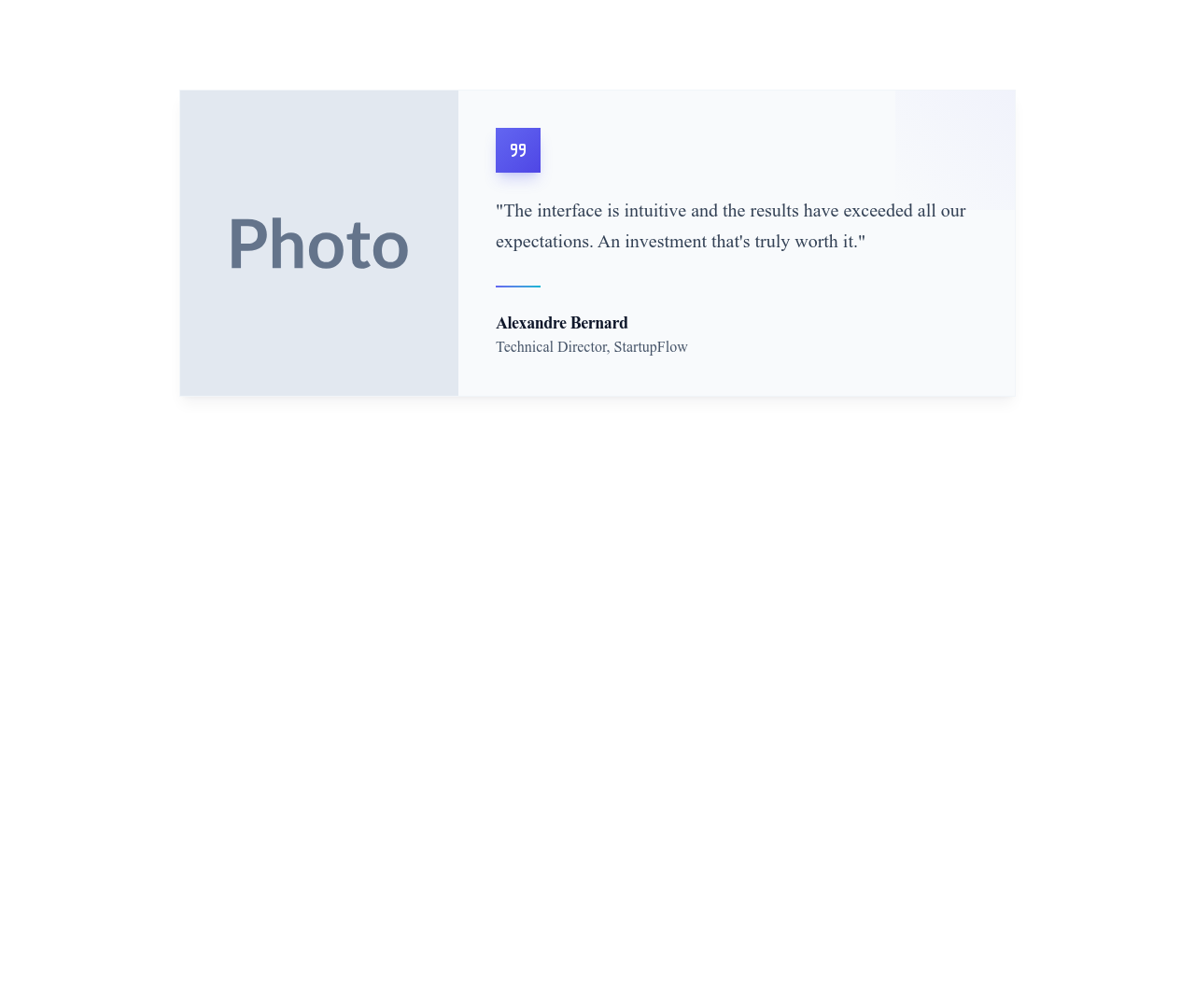 Screenshot of Testimonial Card Photo Side template