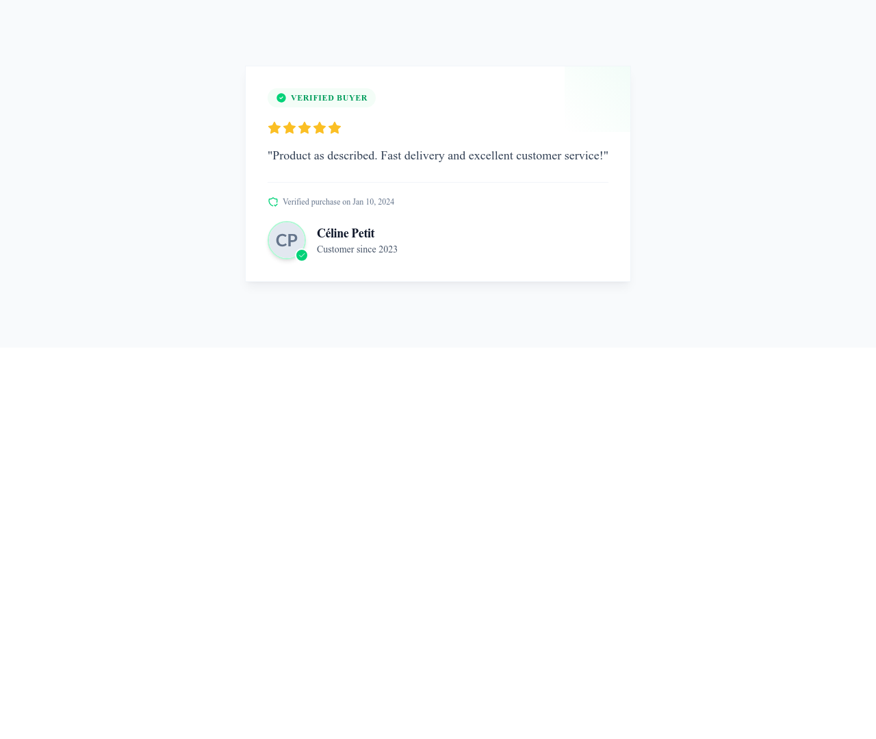 Screenshot of Testimonial Card Verified template