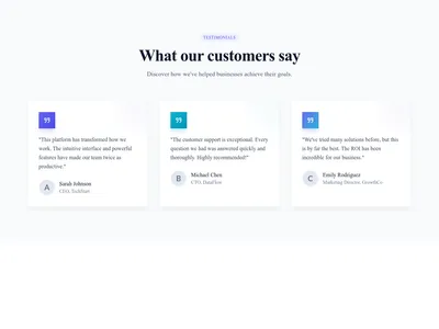 Screenshot of Testimonials Grid 3 template
