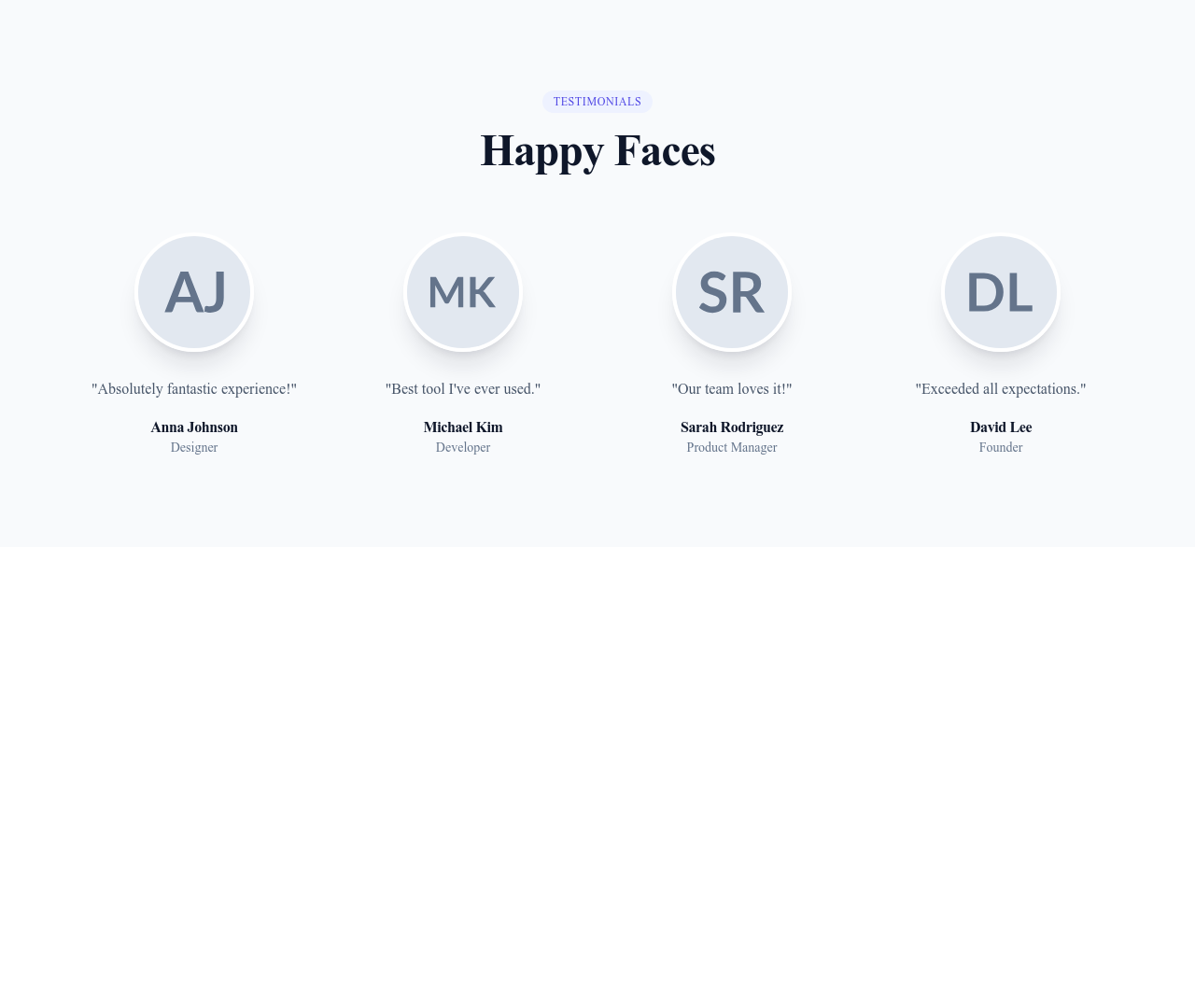 Screenshot of Testimonials Grid Avatars template