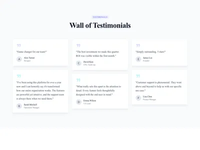 Screenshot of Testimonials Grid Masonry template
