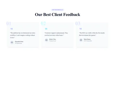 Screenshot of Testimonials Grid Numbers template