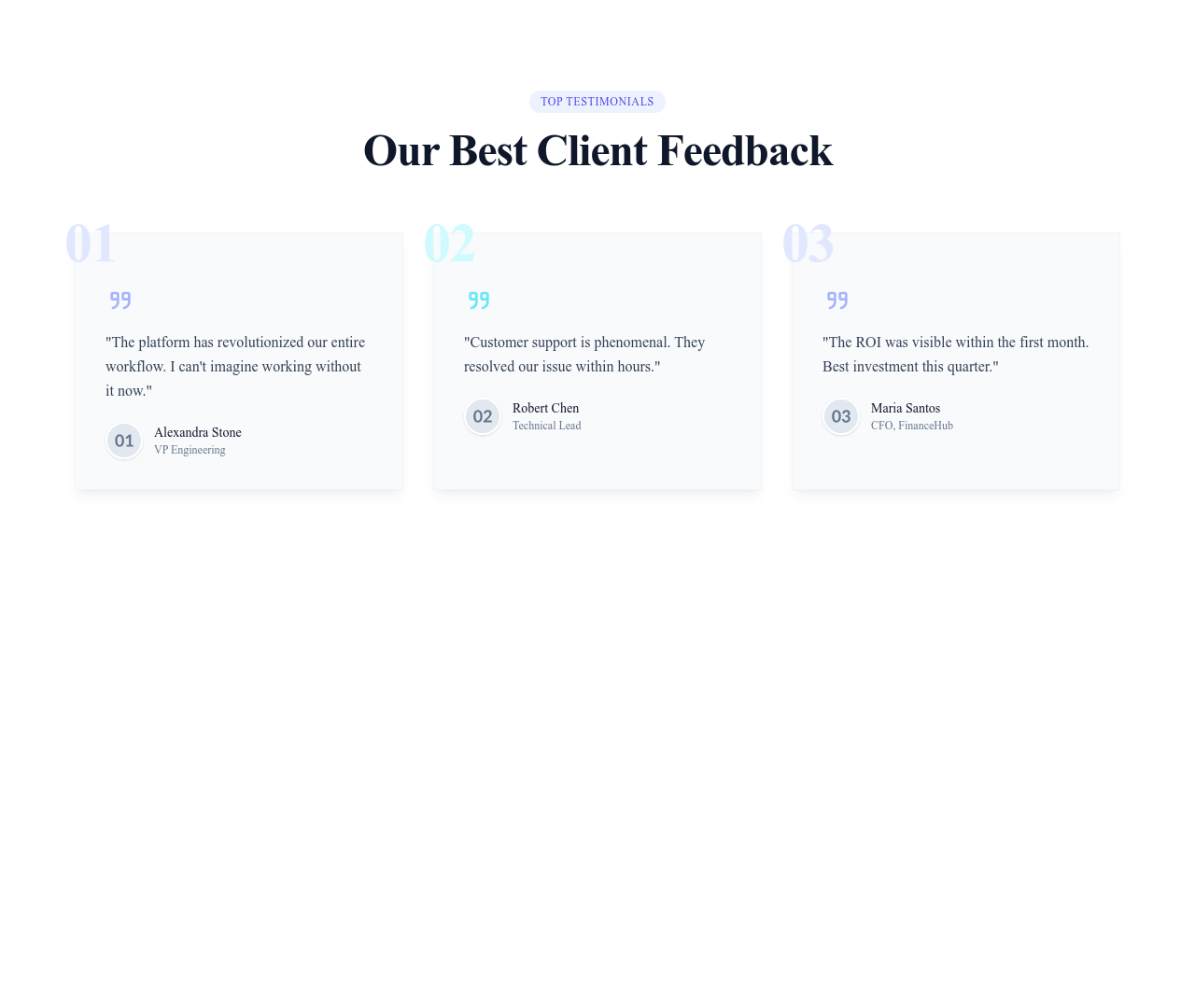 Screenshot of Testimonials Grid Numbers template