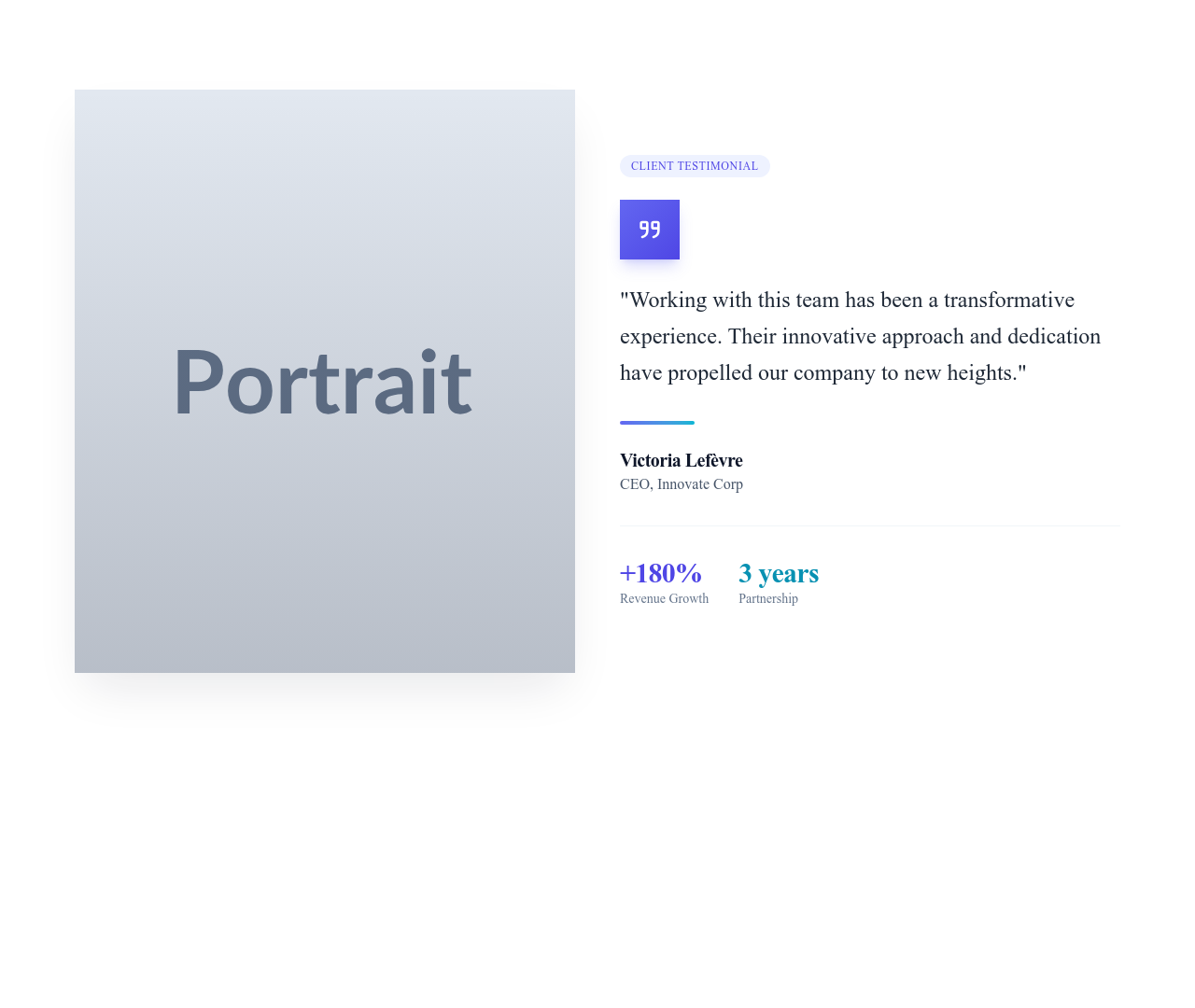 Screenshot of Testimonials Section Split template