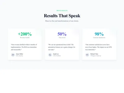 Screenshot of Testimonials Section Stats template