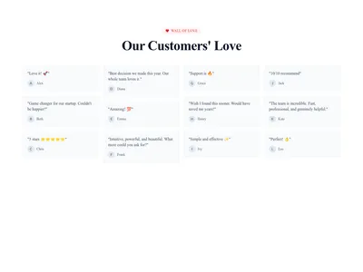 Screenshot of Testimonials Section Wall template