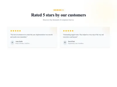 Screenshot of Testimonials with Rating template
