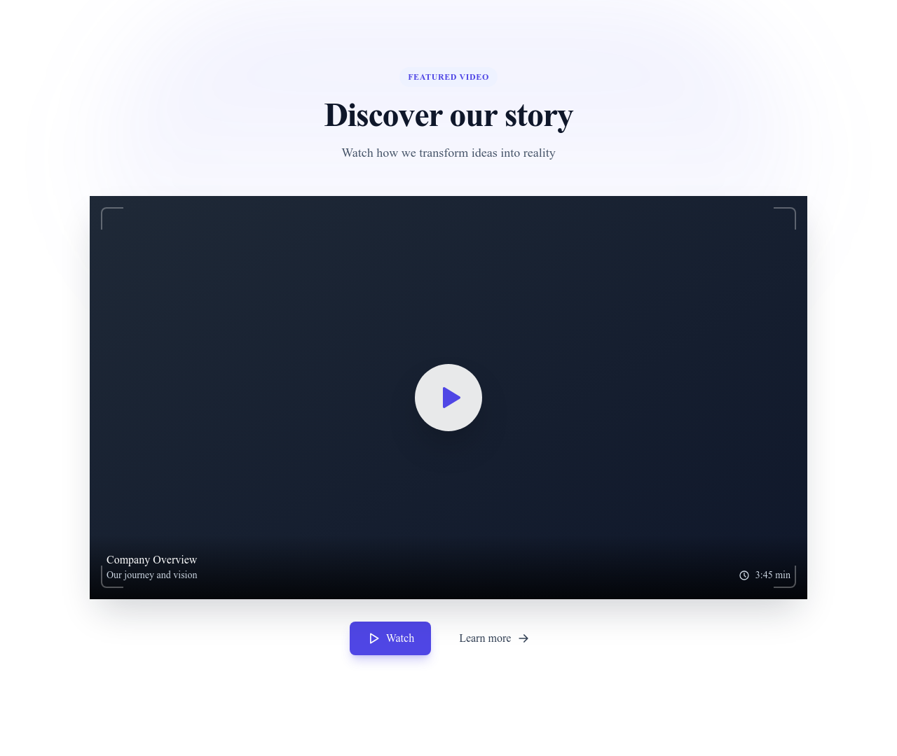 Screenshot of Video Hero template