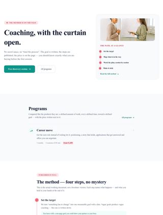 Coach module, editorial design