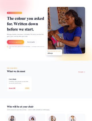 Hair salon module, colour design