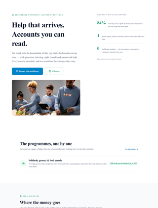Nonprofit module, editorial design