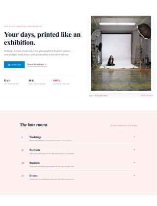 Photographer module, editorial design