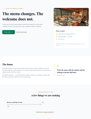 Restaurant module, editorial design