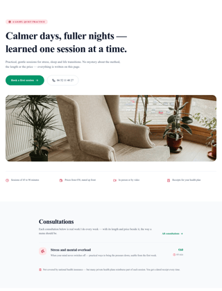 Therapist module, editorial design